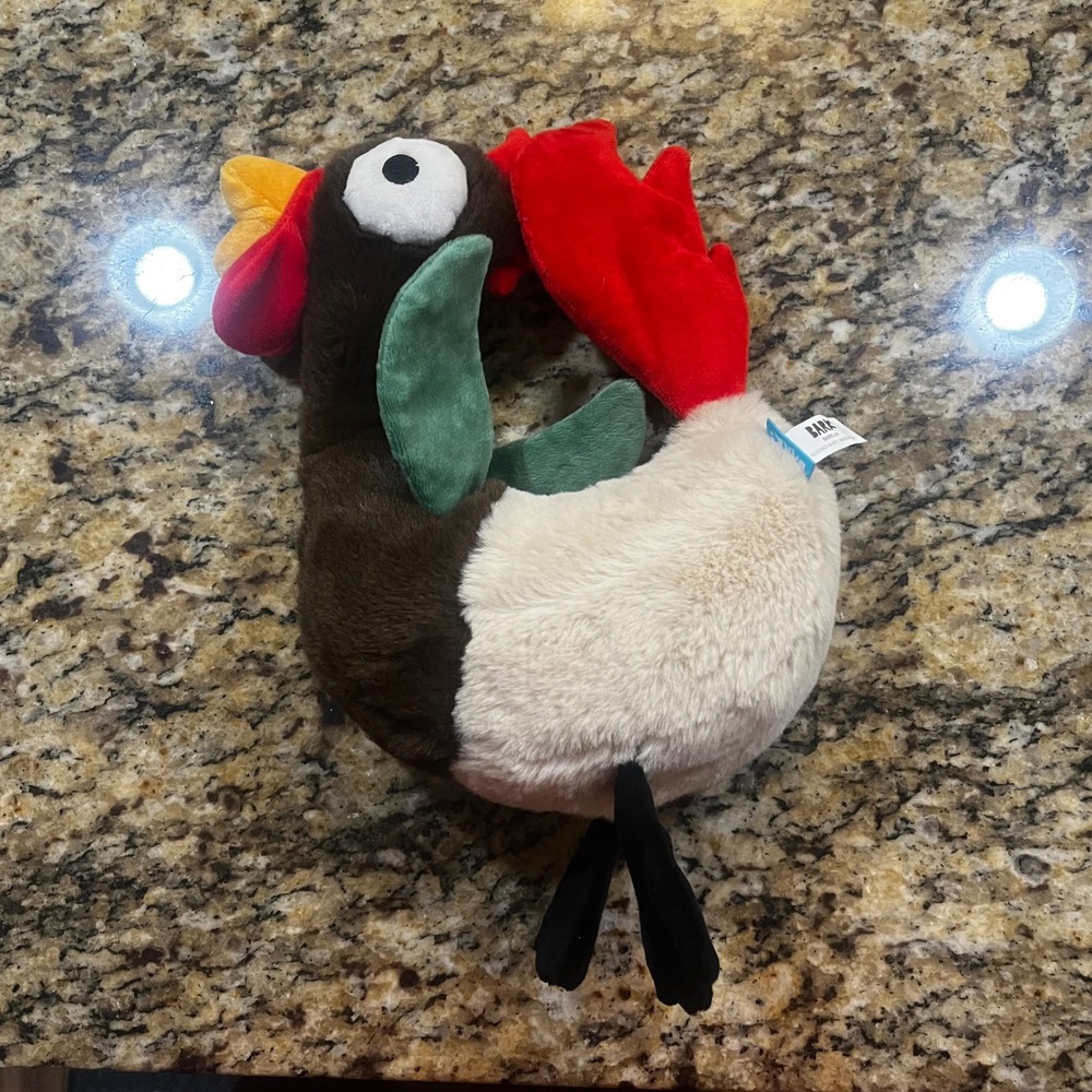 BarkBox Turkey Dog Toy Plush Squeaky Brown Red Tan Thanksgiving Bark Co 12 Inch
